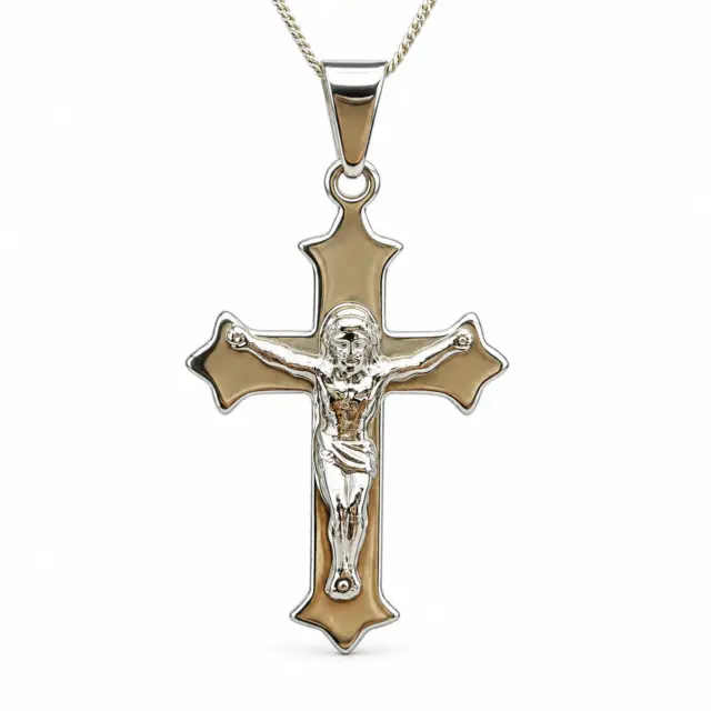 Sterling Silver Crucifix Cross Pendant with Chain - S11J324P/4