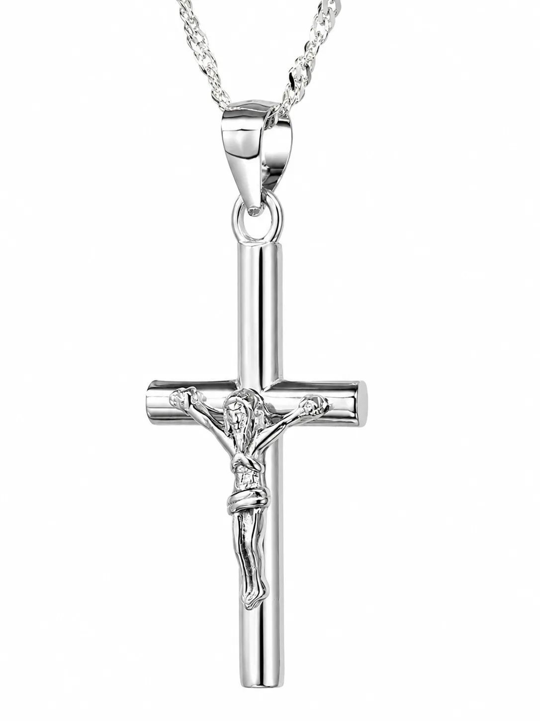 Sterling Silver Crucifix Cross Pendant with Complimentary Sterling Silver Chain – 14mm x 28mm - 18012150