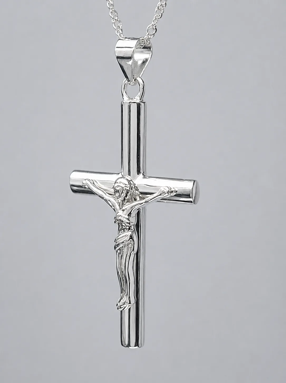 Sterling Silver Crucifix Cross Pendant with Complimentary Sterling Silver Chain – 20mm x 35mm - 18044283