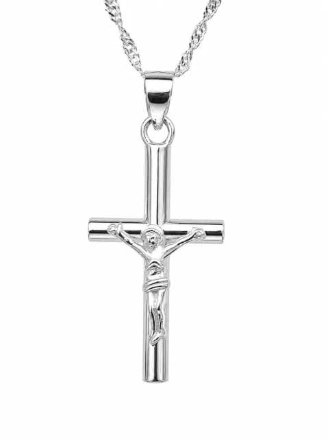 Sterling Silver Crucifix Cross Pendant with Complimentary Sterling Silver Chain – 14mm x 28mm - 18012150