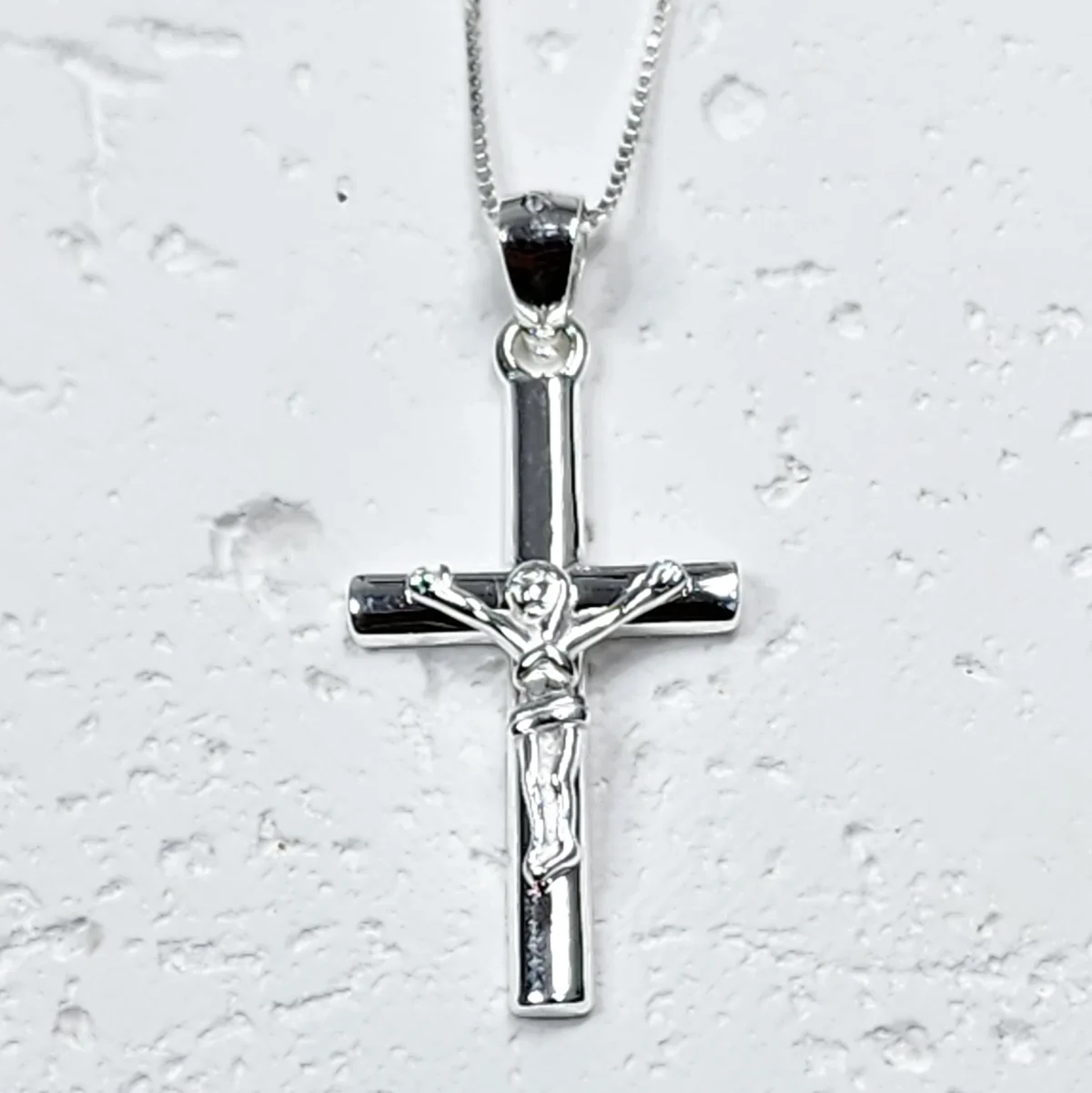 Sterling Silver Crucifix Pendant with Sterling Silver Chain