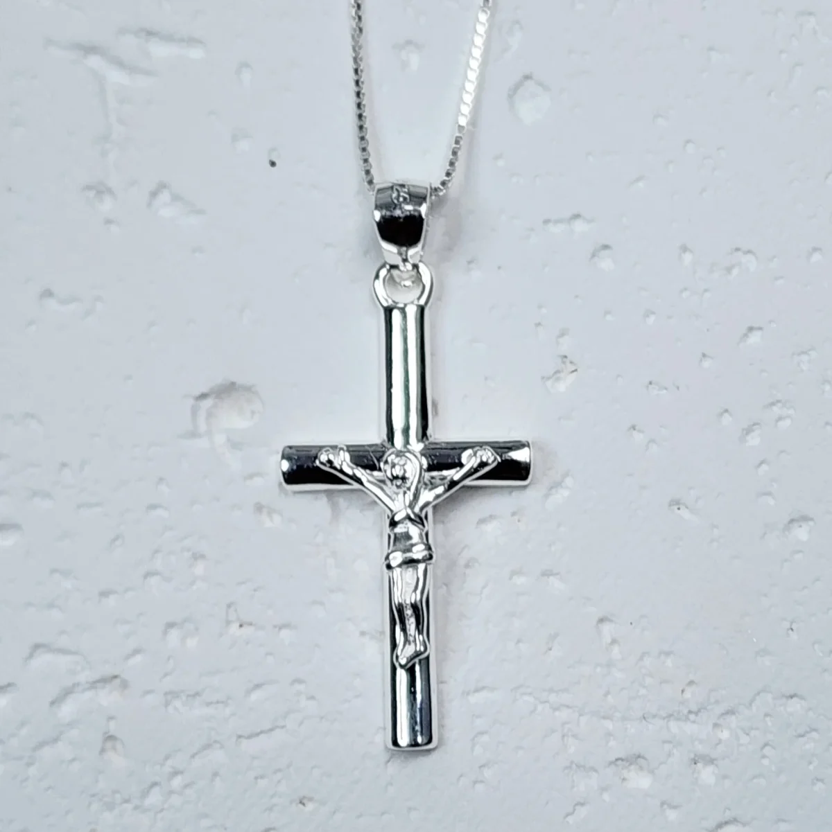 Sterling Silver Crucifix Pendant with Sterling Silver Chain