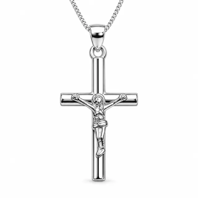 Sterling Silver Crucifix Pendant with Sterling Silver Chain