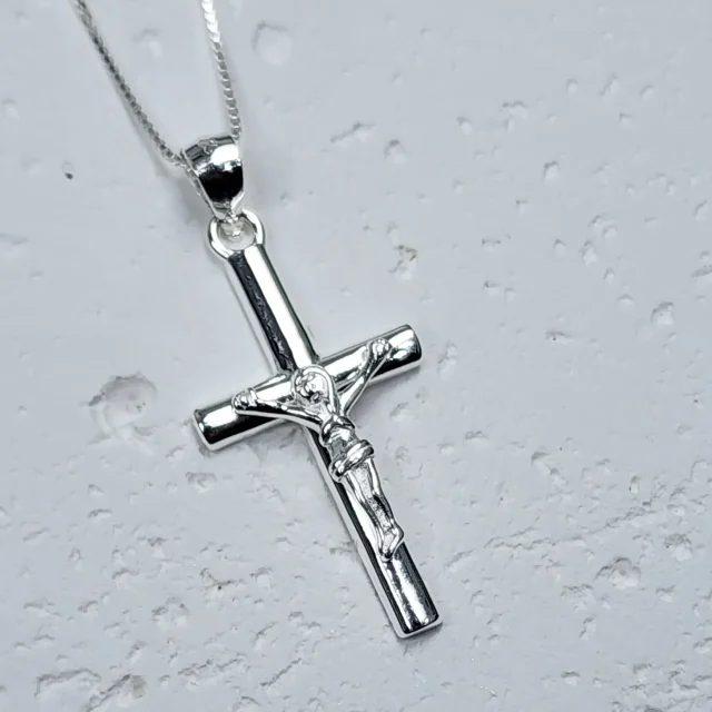 Sterling Silver Crucifix Pendant with Sterling Silver Chain