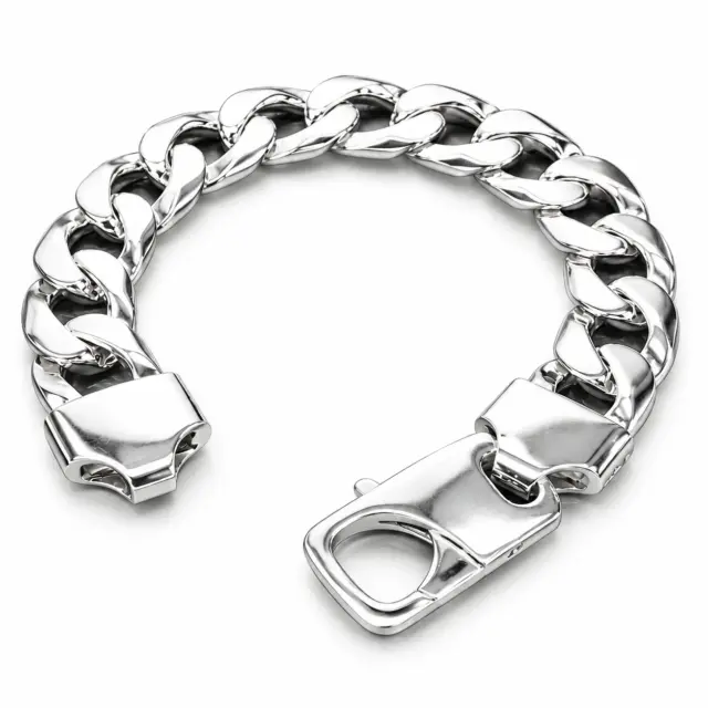 Sterling Silver CU450 Cuban Link Bracelet 17.30mm, Custom Parrot Clasp (High Polish) - SSCU450