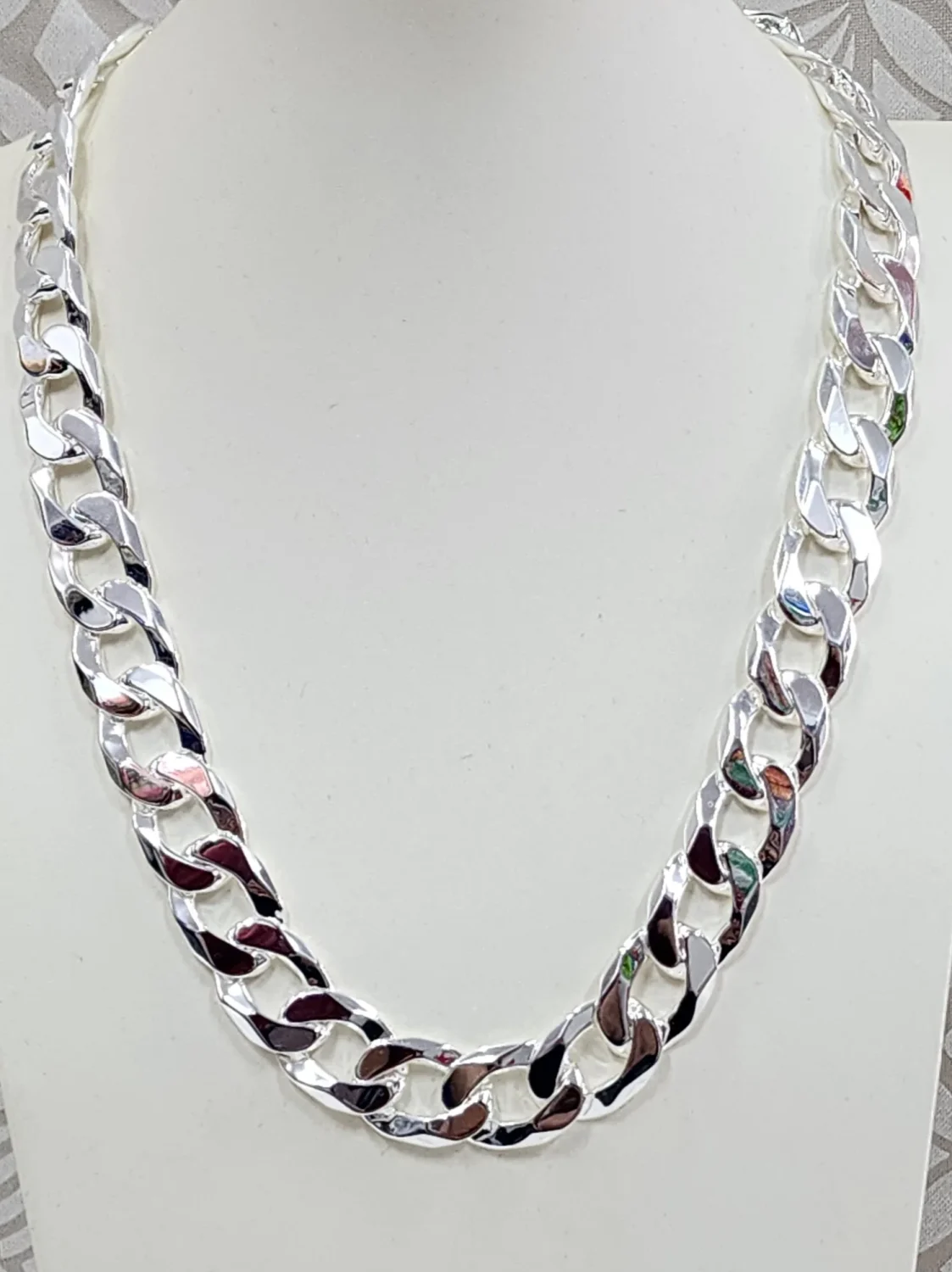 Sterling Silver CU450 Cuban Link Chain 17.30mm, Custom Parrot Clasp (High Polish) - SSCU450
