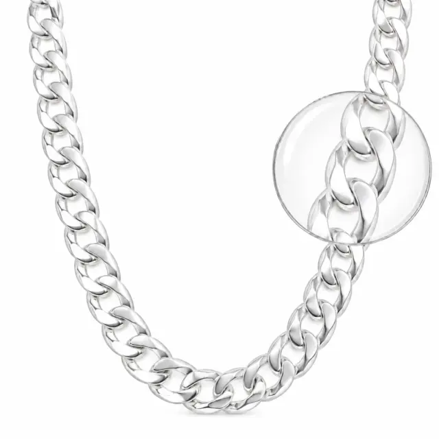 Sterling Silver CU450 Cuban Link Chain 17.30mm, Custom Parrot Clasp (High Polish) - SSCU450