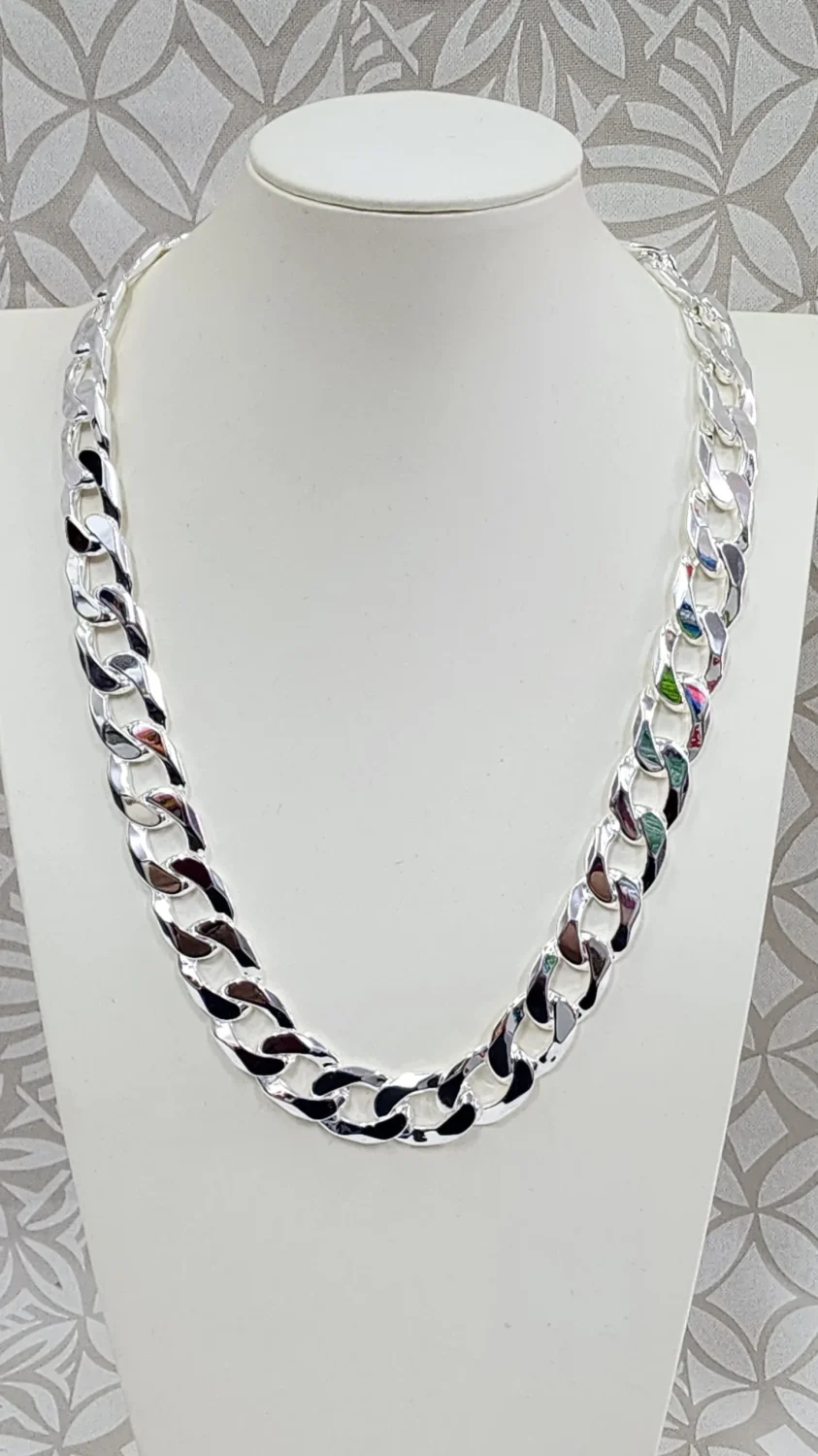 Sterling Silver CU450 Cuban Link Chain 17.30mm, Custom Parrot Clasp (High Polish) - SSCU450