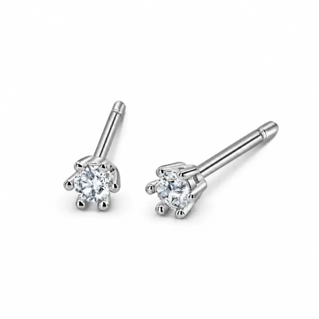 Sterling Silver Cubic Zirconia 2.5mm Round Stud Earrings