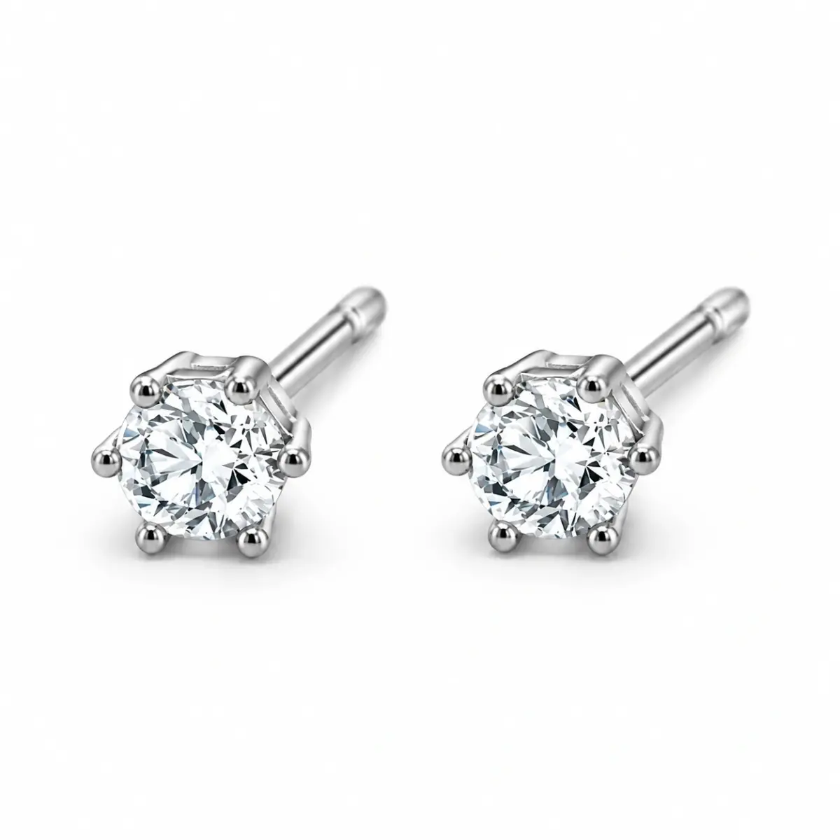Sterling Silver Cubic Zirconia 3mm Round Stud Earrings
