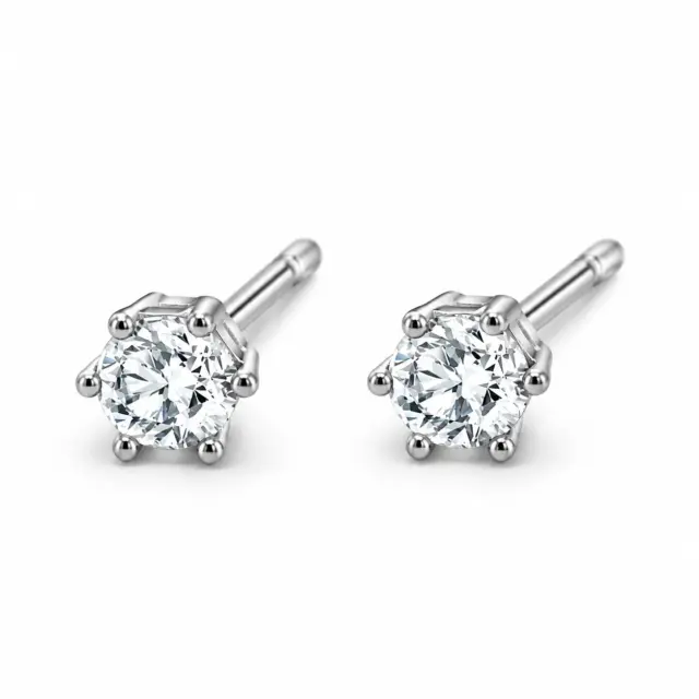 Sterling Silver Cubic Zirconia 3mm Round Stud Earrings