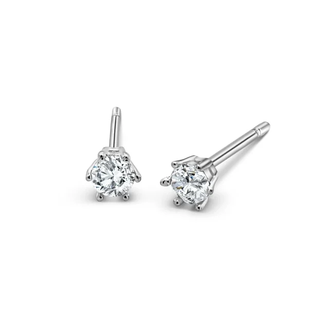 Sterling Silver Cubic Zirconia 3mm Round Stud Earrings