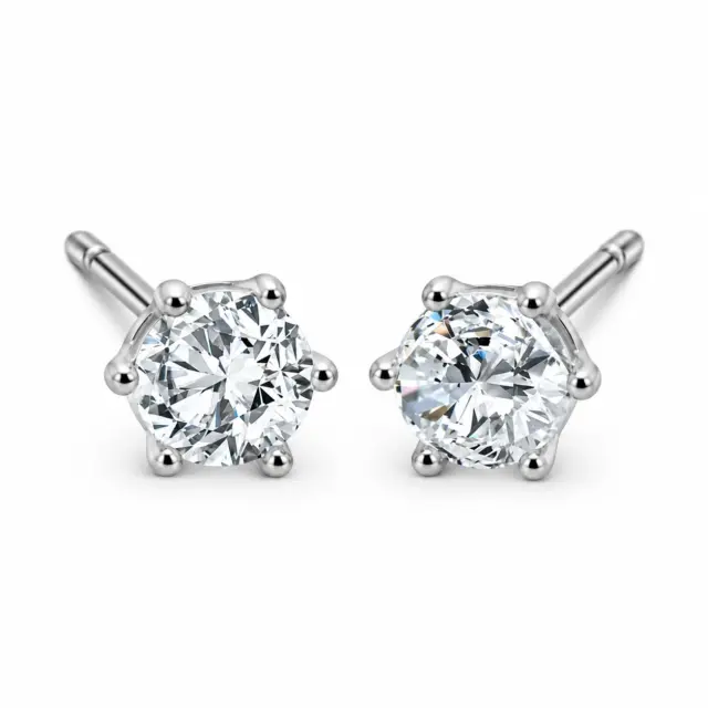 Sterling Silver Cubic Zirconia 4mm Round Stud Earrings