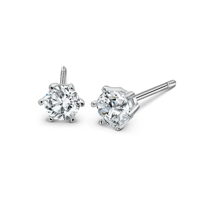 Sterling Silver Cubic Zirconia 4mm Round Stud Earrings