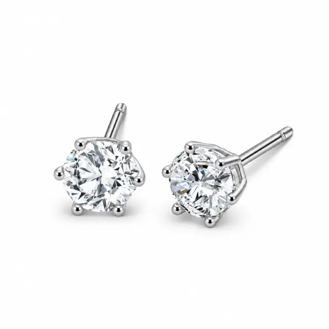 Sterling Silver Cubic Zirconia 5mm Round Stud Earrings
