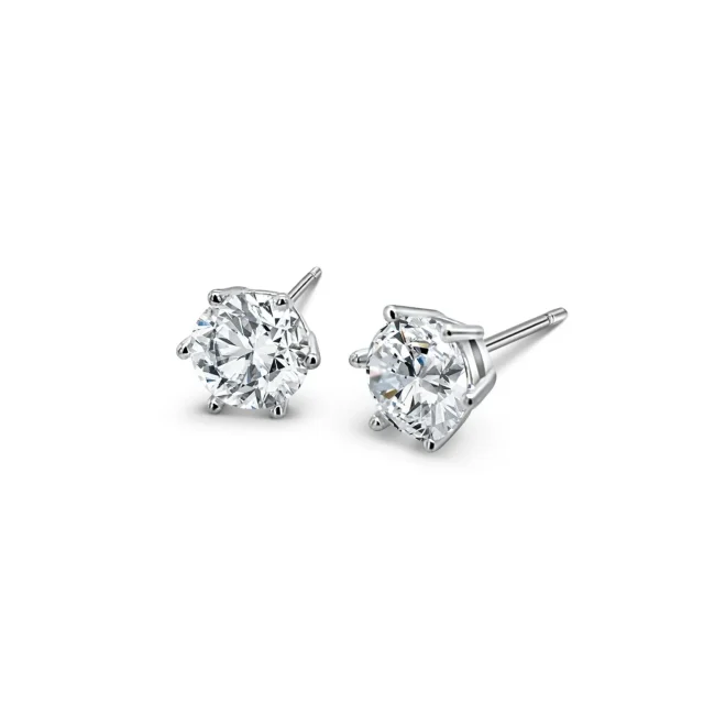Sterling Silver Cubic Zirconia 6mm Round Stud Earrings
