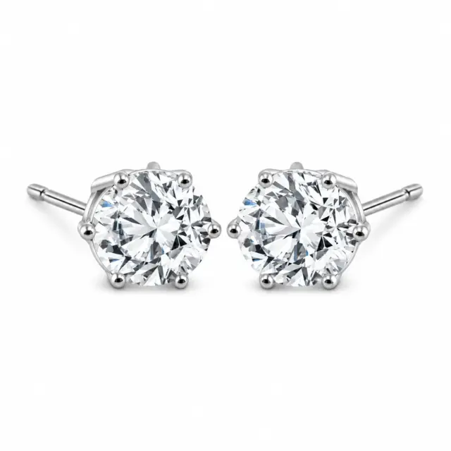 Sterling Silver Cubic Zirconia 7mm Round Stud Earrings