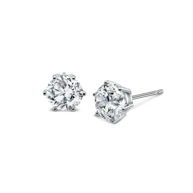 Sterling Silver Cubic Zirconia 7mm Round Stud Earrings
