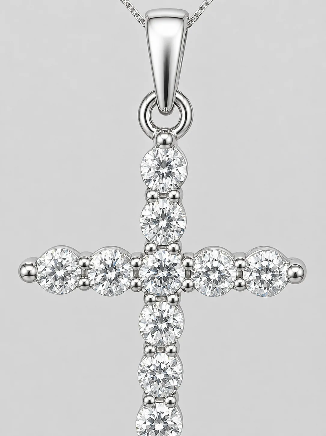 Sterling Silver Cubic Zirconia Cross Pendant with Complimentary Sterling Silver Chain – 15mm x 25mm - 18041054