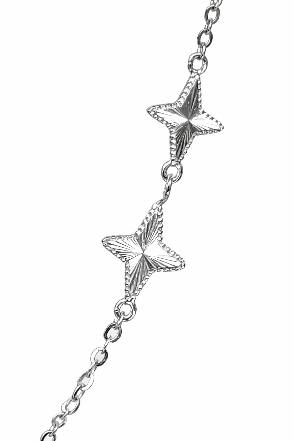 Sterling Silver Diamond-Cut Star Pendant Necklace with Side Stars (8.90mm) - YL7728100