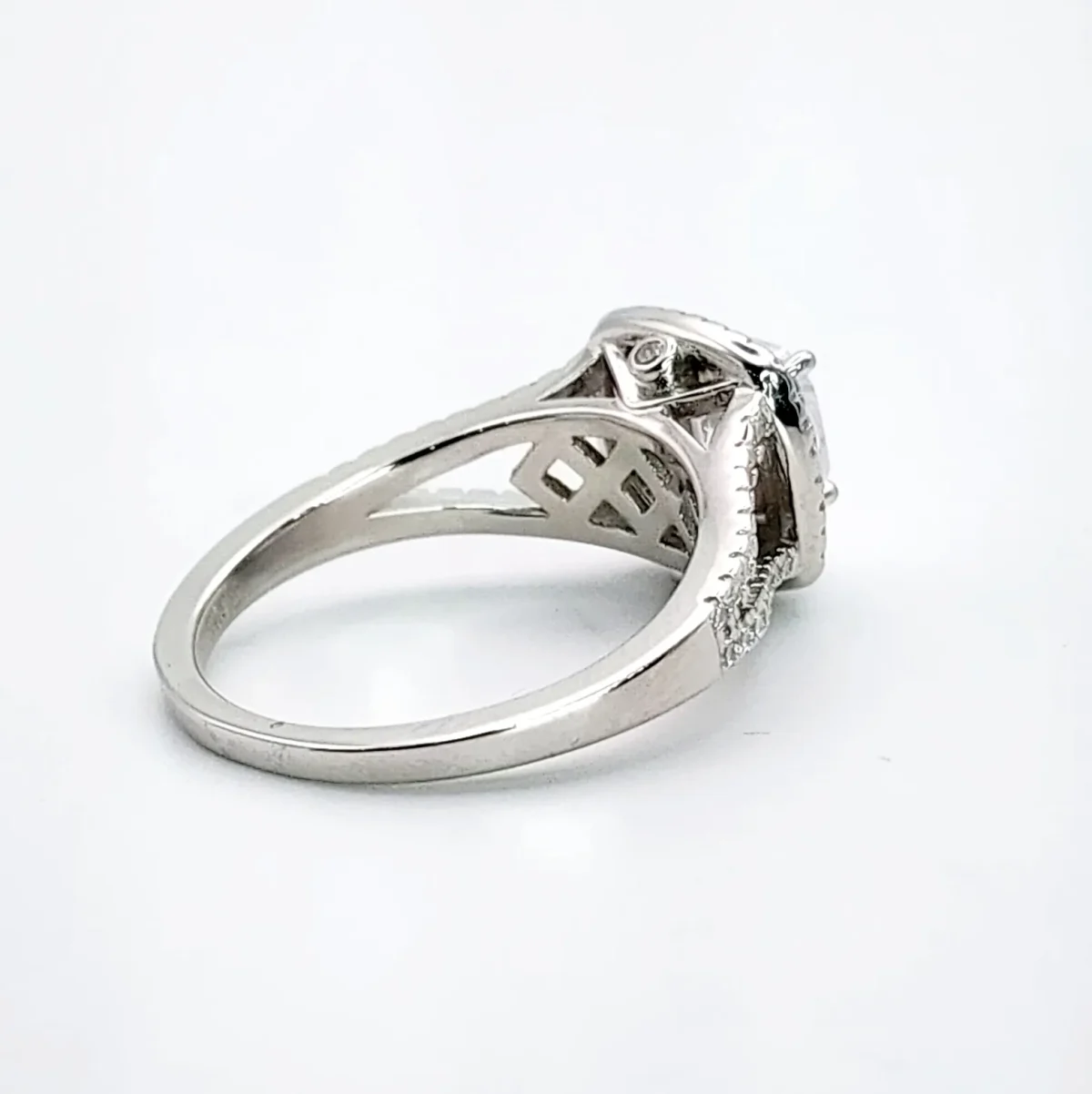 Sterling Silver Double Halo Split Shank Cubic Zirconia Engagement/Dress Ring