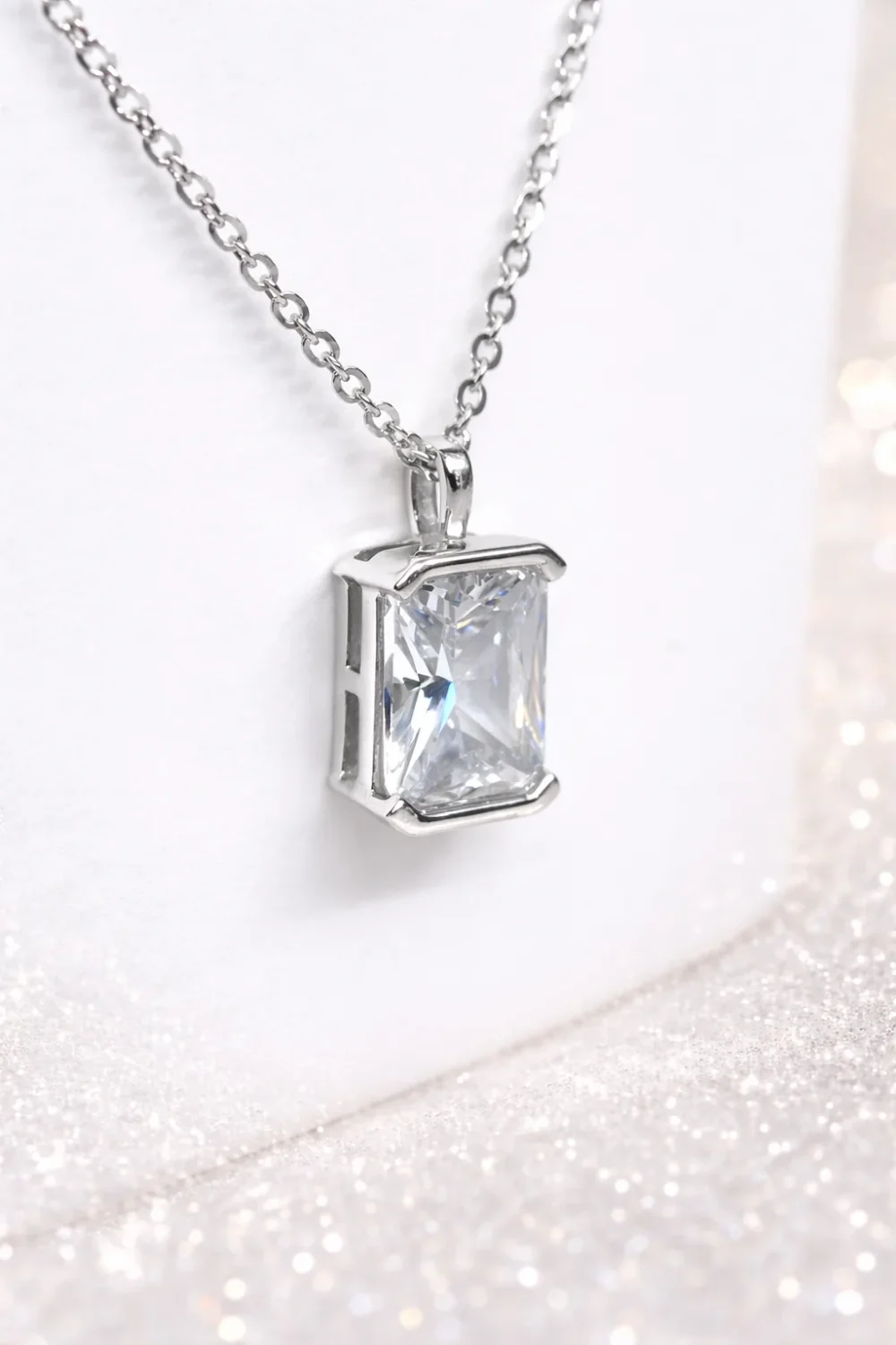 Sterling Silver Emerald Cut Cubic Zirconia Pendant & Stud Earrings Set
