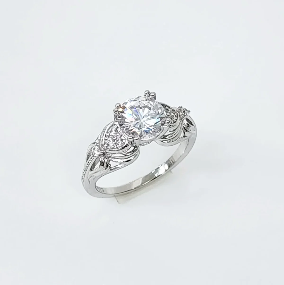 Sterling Silver Engagement/Dress Ring With Cubic Zirconia Setting