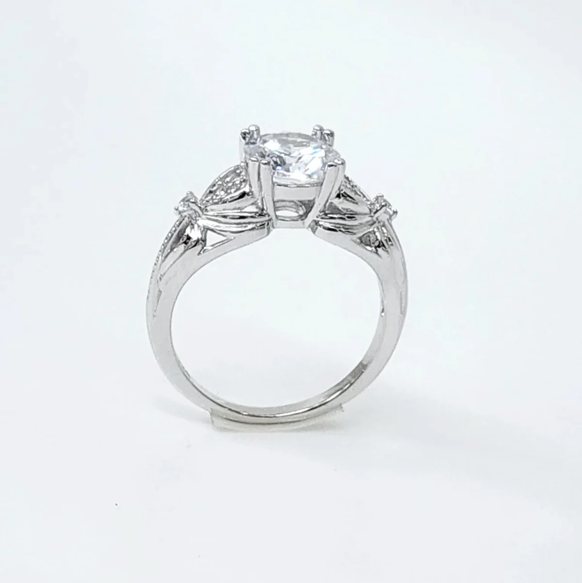 Sterling Silver Engagement/Dress Ring With Cubic Zirconia Setting