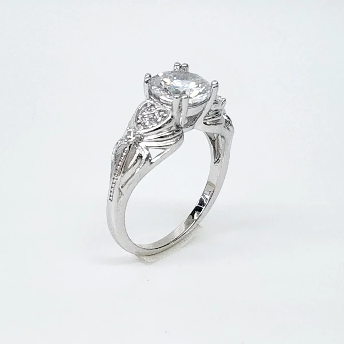 Sterling Silver Engagement/Dress Ring With Cubic Zirconia Setting