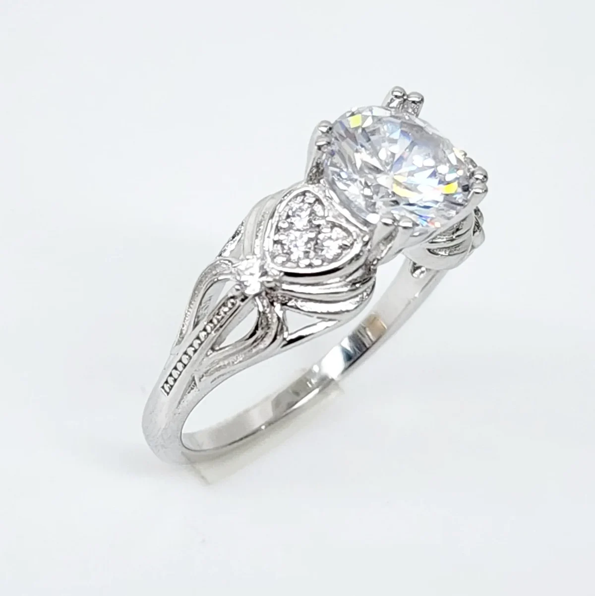 Sterling Silver Engagement/Dress Ring With Cubic Zirconia Setting