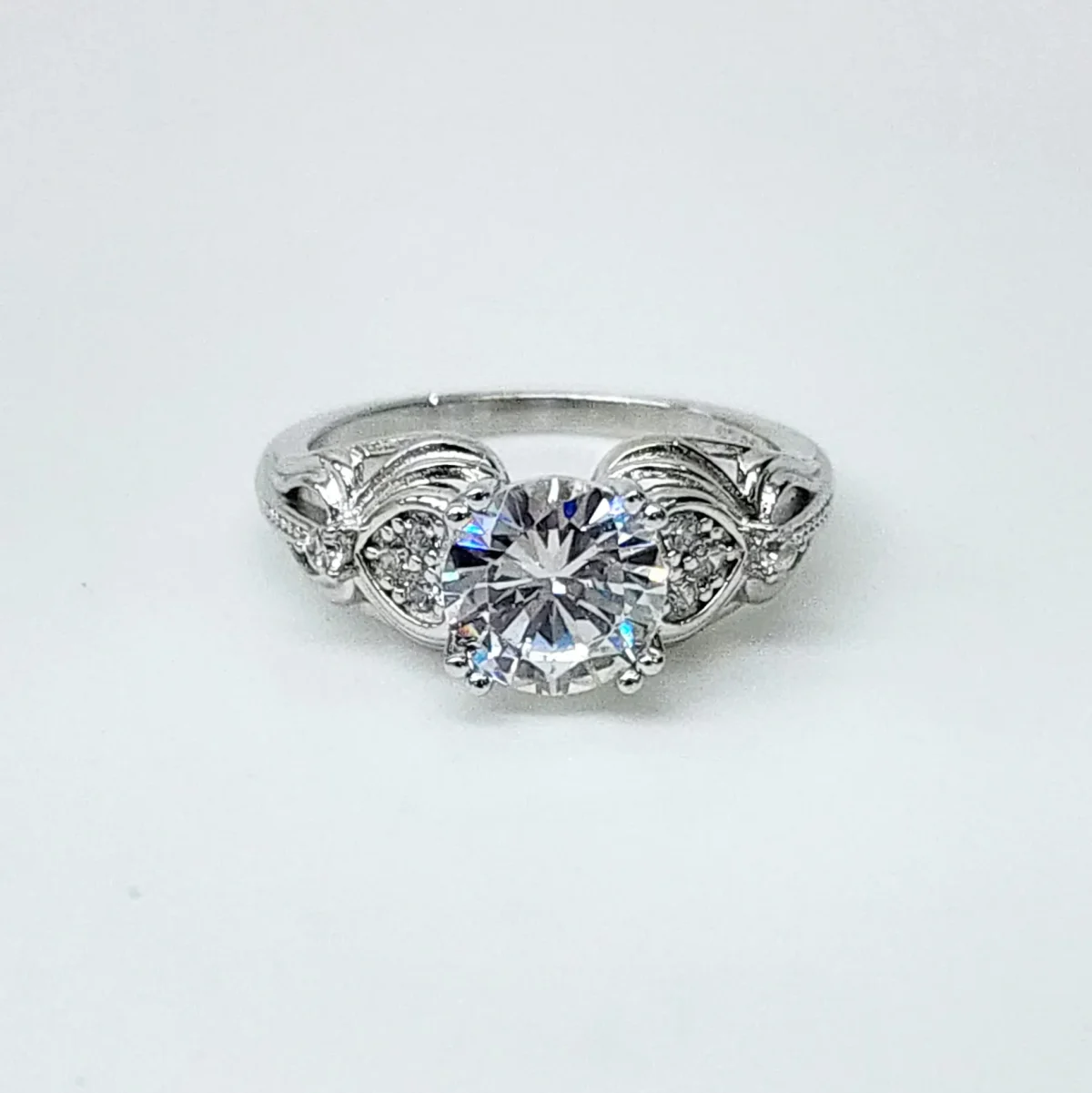 Sterling Silver Engagement/Dress Ring With Cubic Zirconia Setting