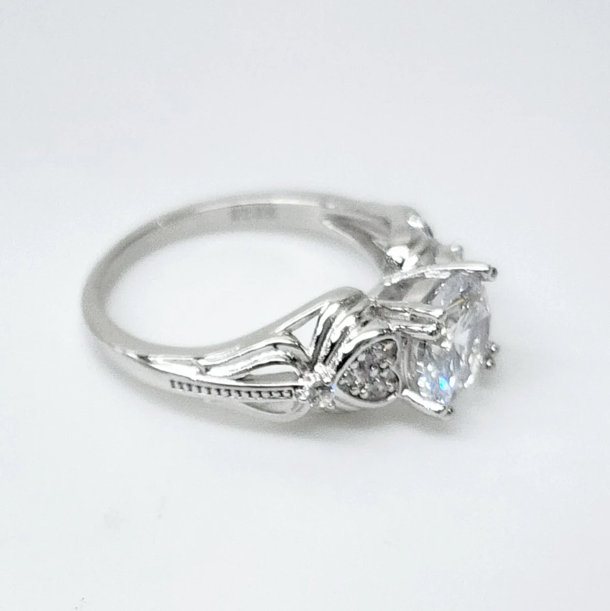 Sterling Silver Engagement/Dress Ring With Cubic Zirconia Setting