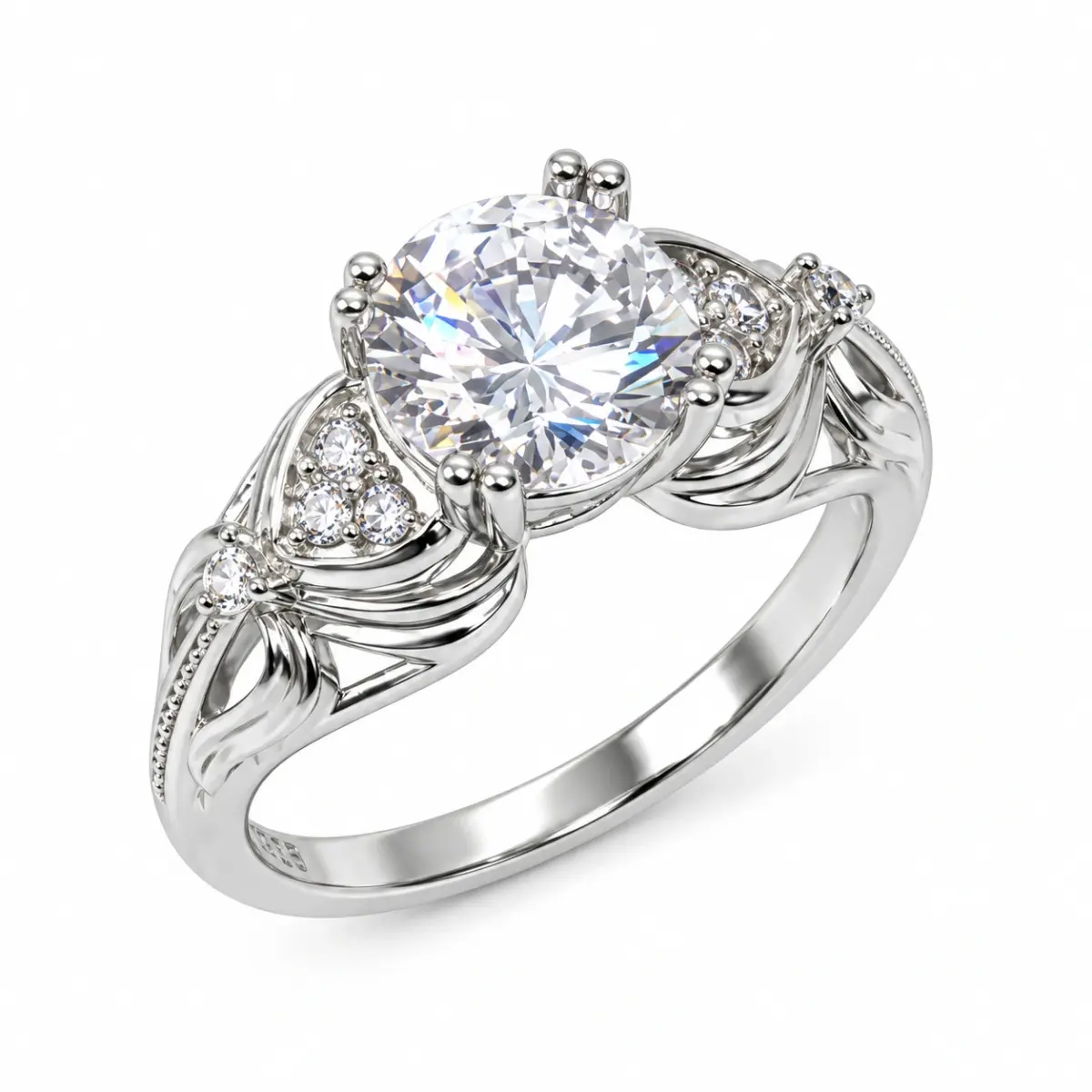 Sterling Silver Engagement/Dress Ring With Cubic Zirconia Setting