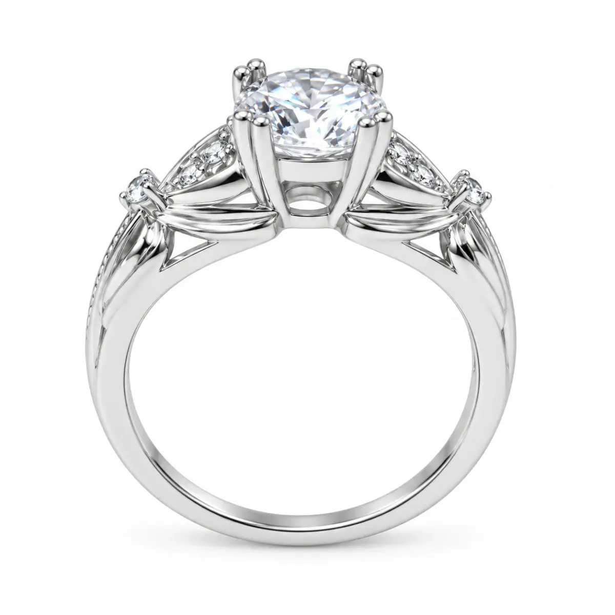 Sterling Silver Engagement/Dress Ring With Cubic Zirconia Setting