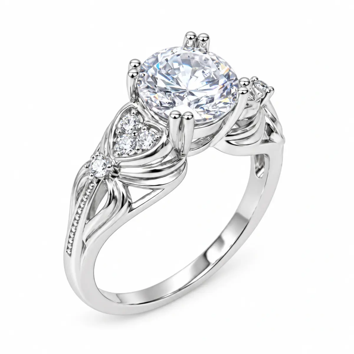 Sterling Silver Engagement/Dress Ring With Cubic Zirconia Setting