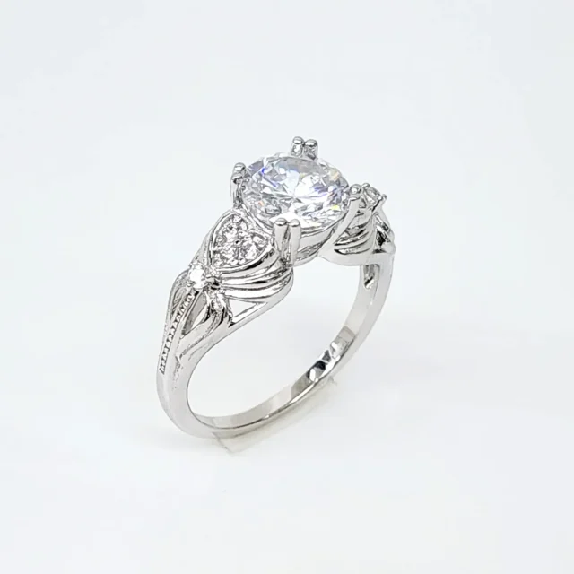 Sterling Silver Engagement/Dress Ring With Cubic Zirconia Setting