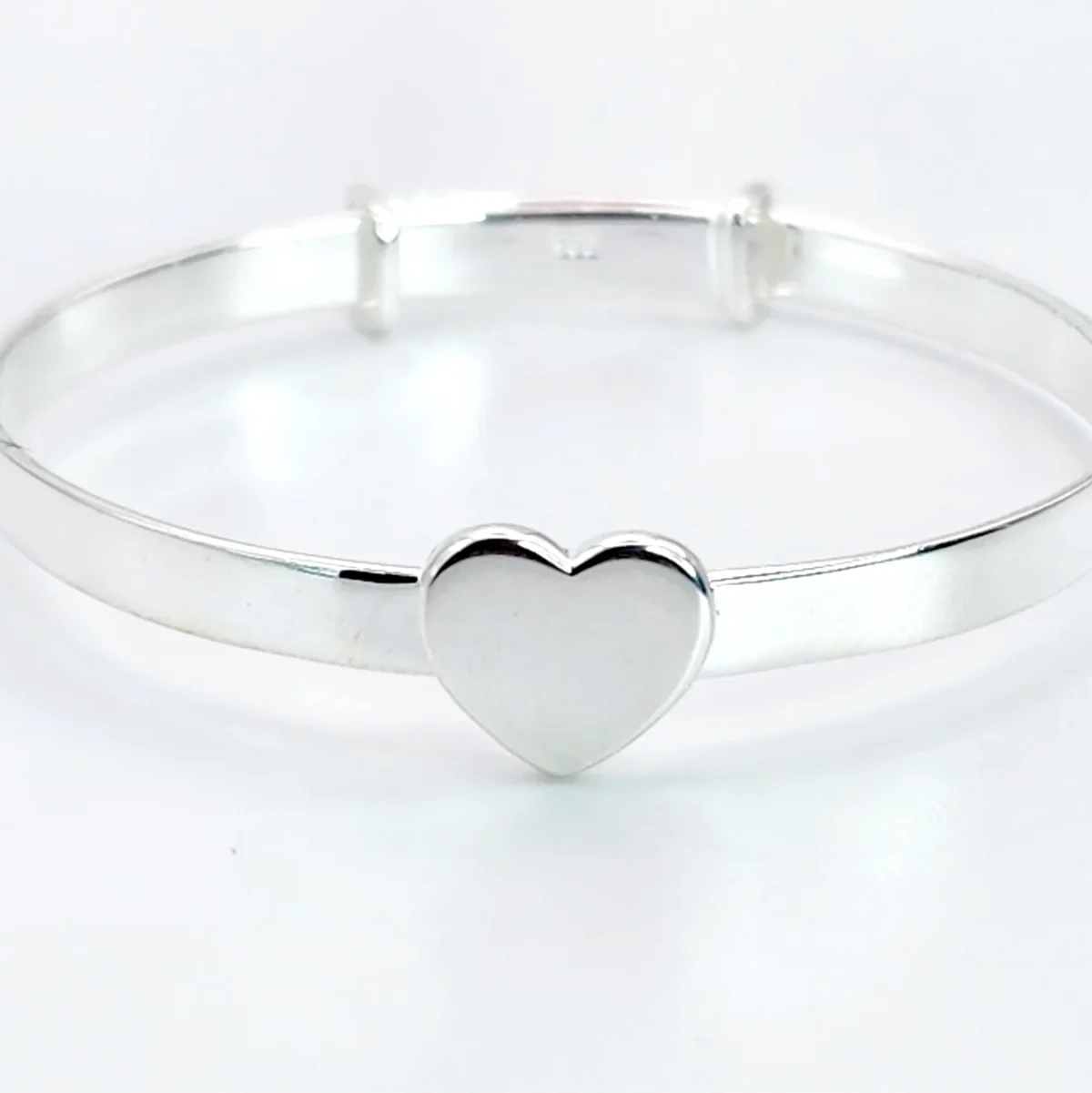 Sterling Silver Expandable Baby Bangle with Silver Heart