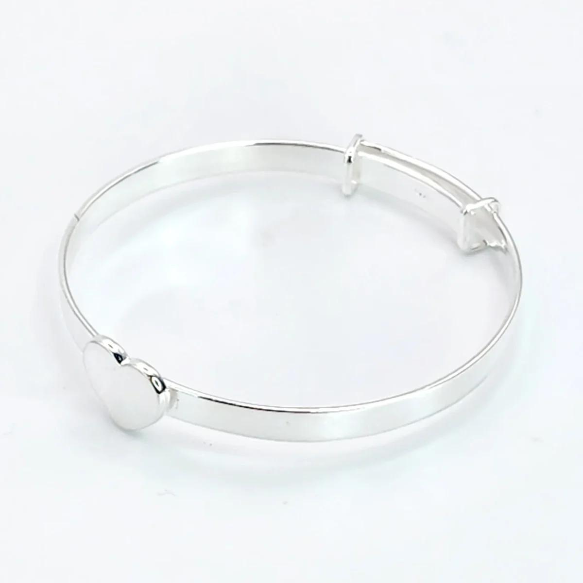 Sterling Silver Expandable Baby Bangle with Silver Heart