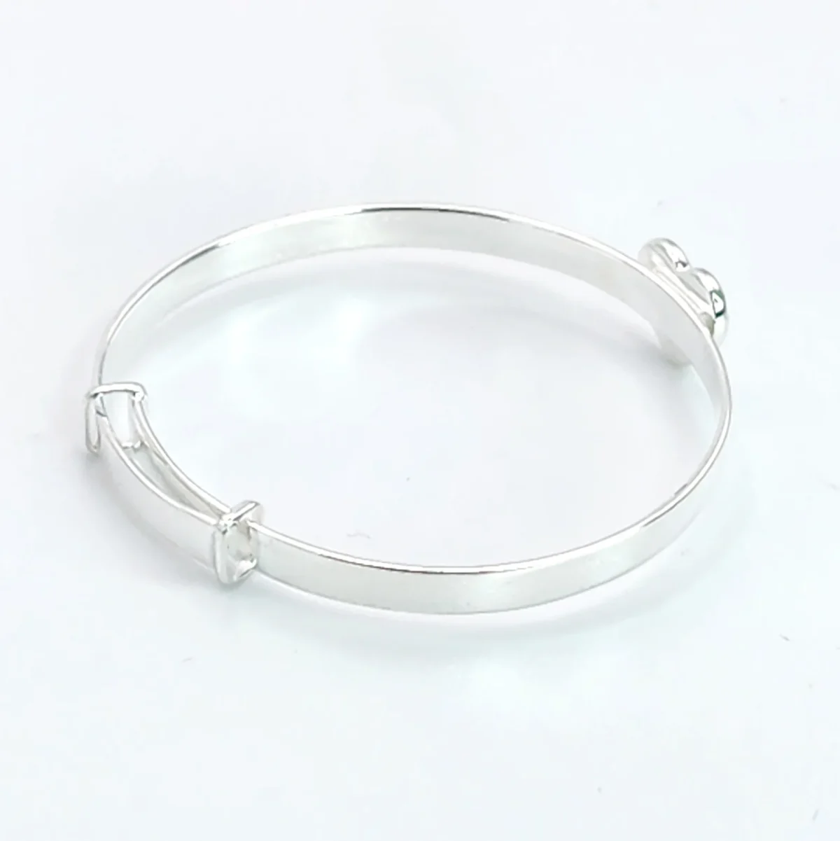 Sterling Silver Expandable Baby Bangle with Silver Heart