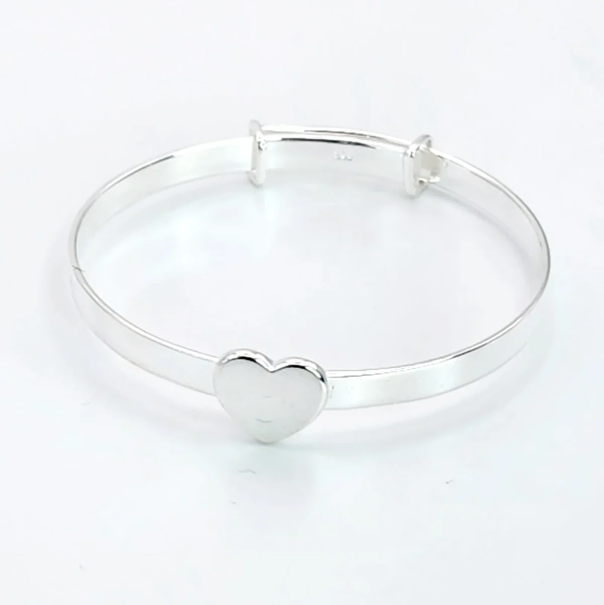 Sterling Silver Expandable Baby Bangle with Silver Heart