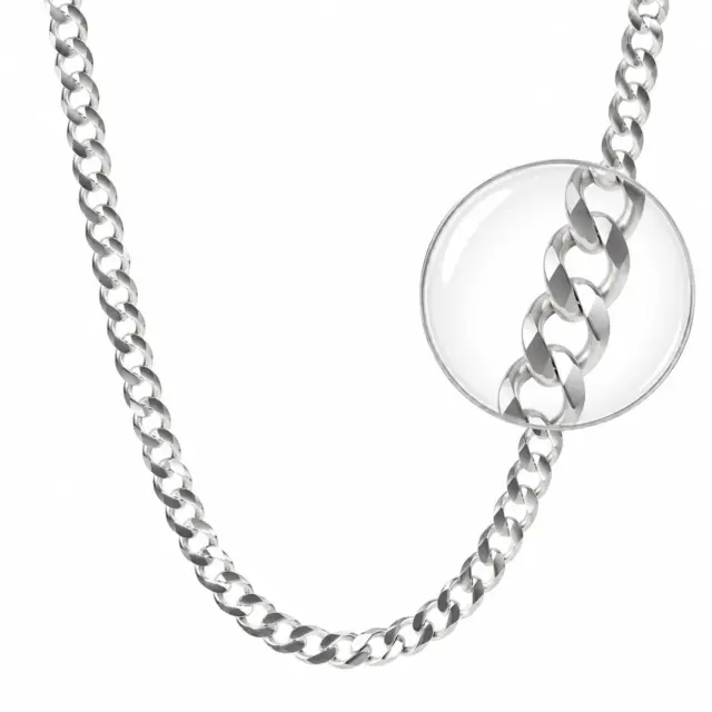 Sterling Silver FBSCD150 Flat Bevelled Diamond Cut Curb Link Chain