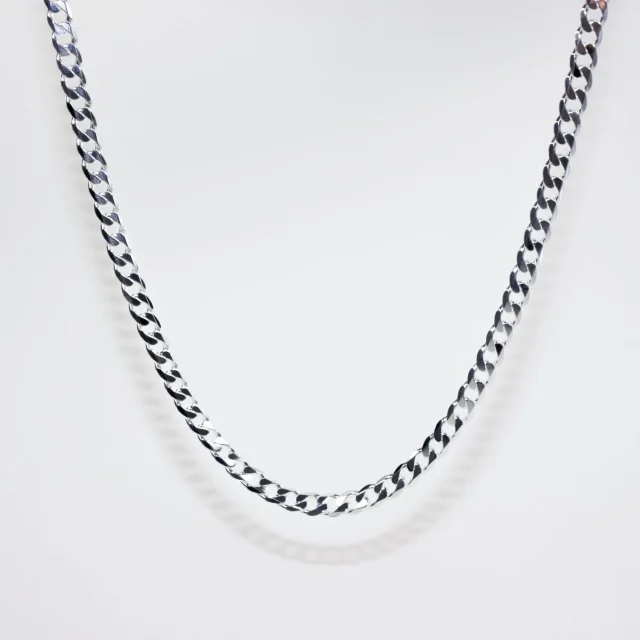 Sterling Silver FBSCD150 Flat Bevelled Diamond Cut Curb Link Chain