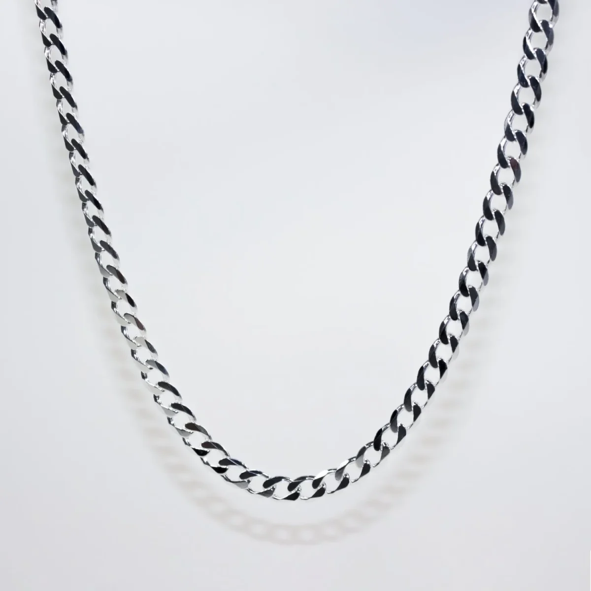 Sterling Silver FBSCD180 Flat Bevelled Diamond-Cut Curb Chain with Lobster Catch