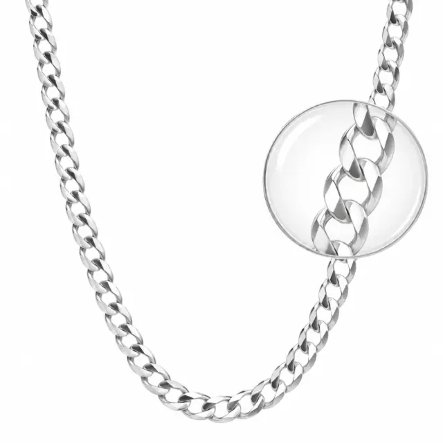 Sterling Silver FBSCD180 Flat Bevelled Diamond-Cut Curb Chain with Lobster Catch