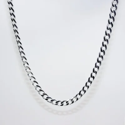 Sterling Silver FBSCD180 Flat Bevelled Diamond-Cut Curb Chain with Lobster Catch