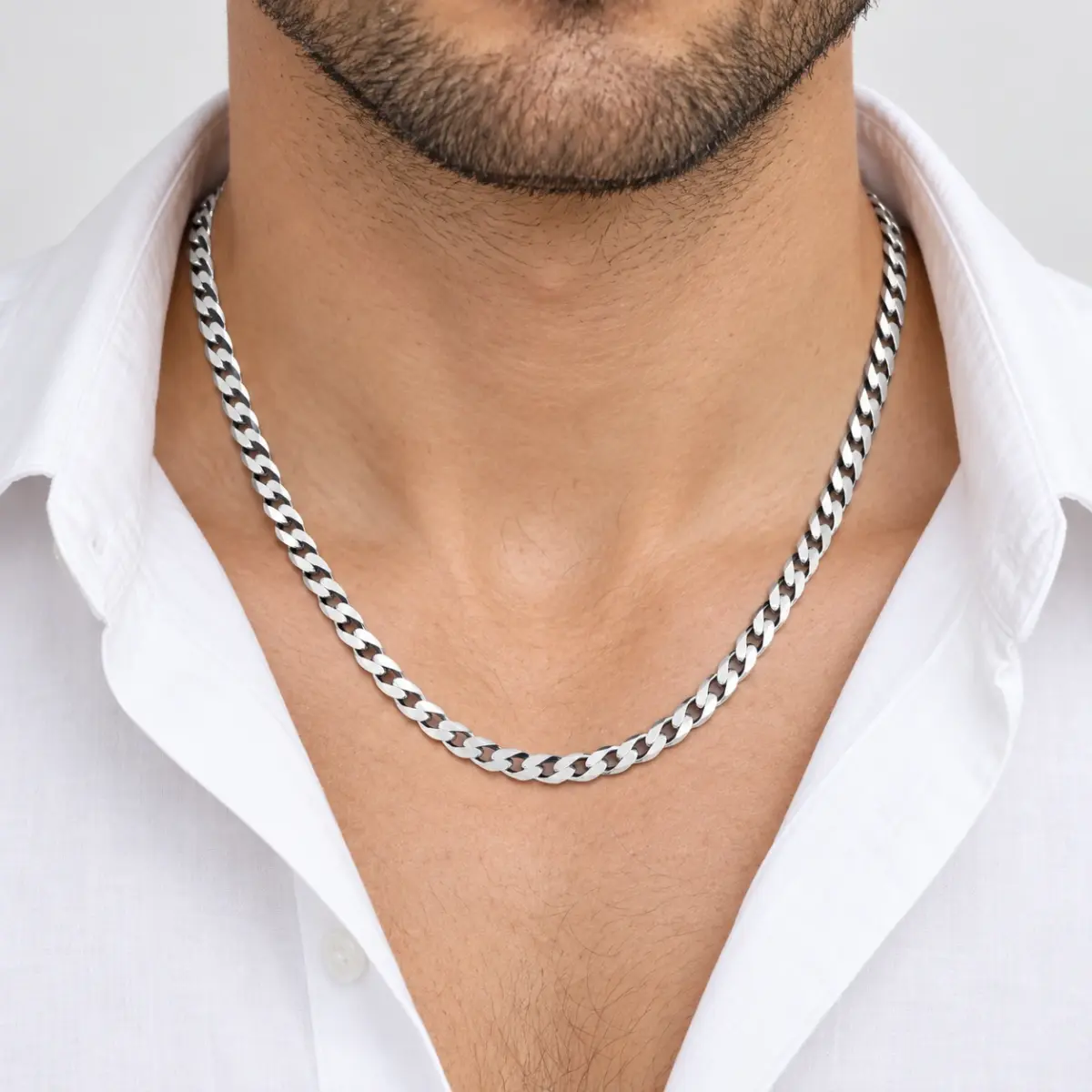 Sterling Silver FBSCD200 Flat Bevelled Diamond-Cut Curb Chain with Lobster Catch