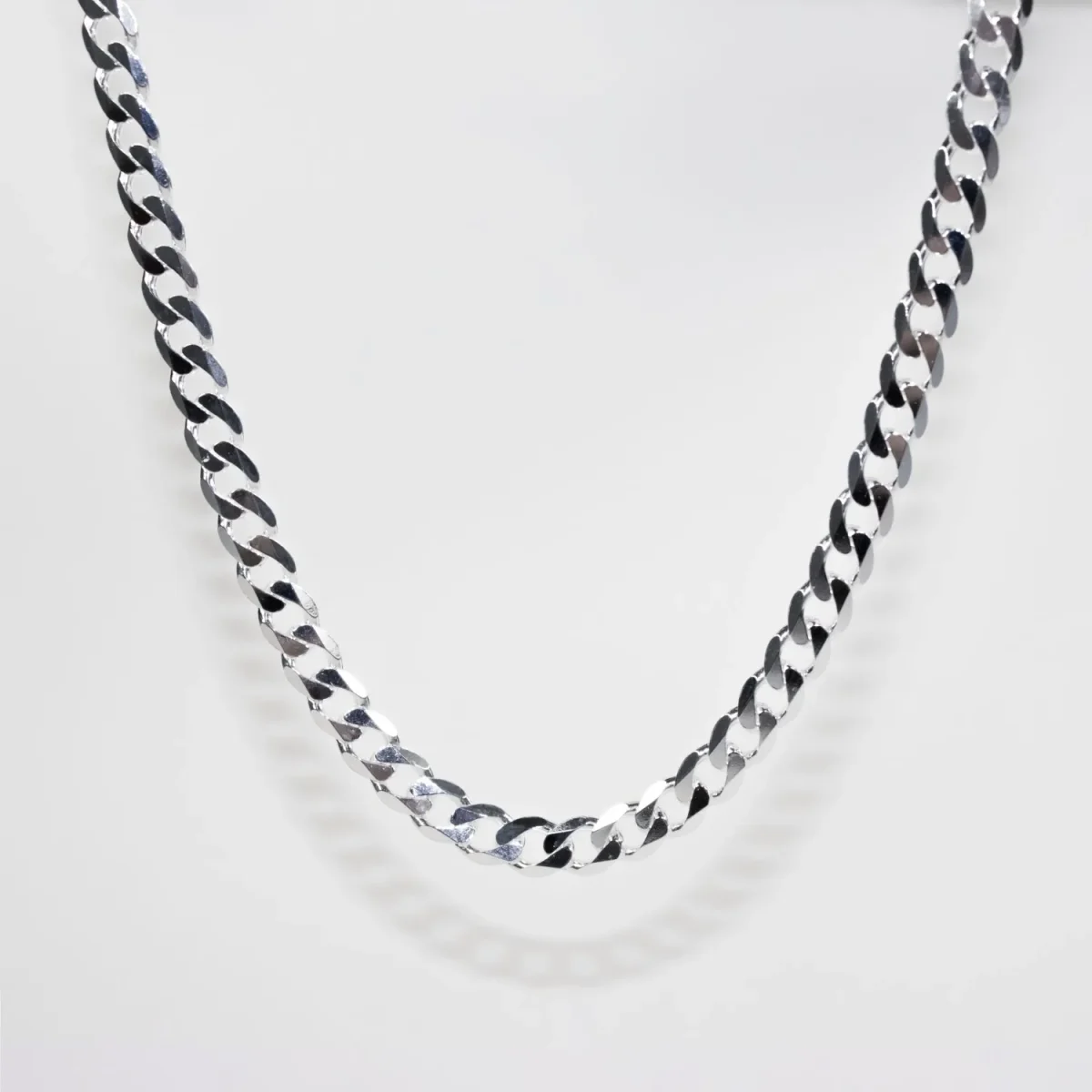 Sterling Silver FBSCD200 Flat Bevelled Diamond-Cut Curb Chain with Lobster Catch