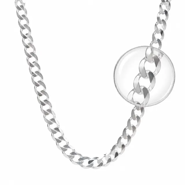 Sterling Silver FBSCD200 Flat Bevelled Diamond-Cut Curb Chain with Lobster Catch