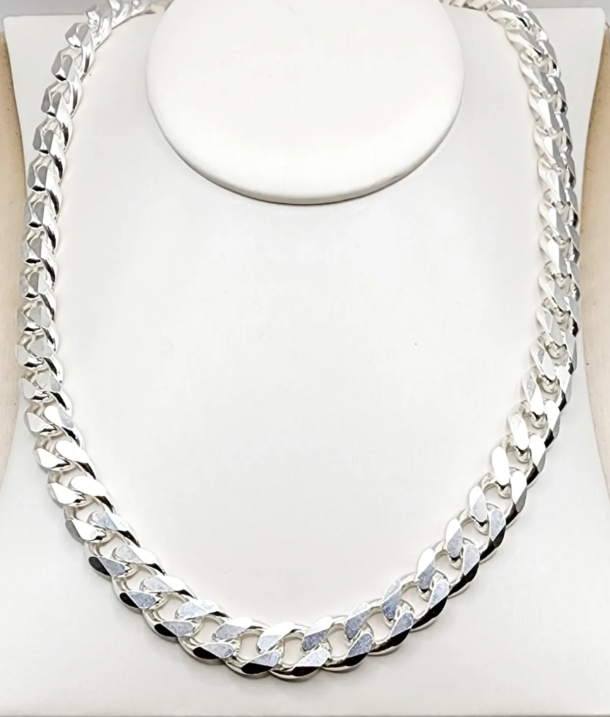 Sterling Silver FBSCD350 Flat Bevelled Diamond Cut Curb Link Chain 60cm Long