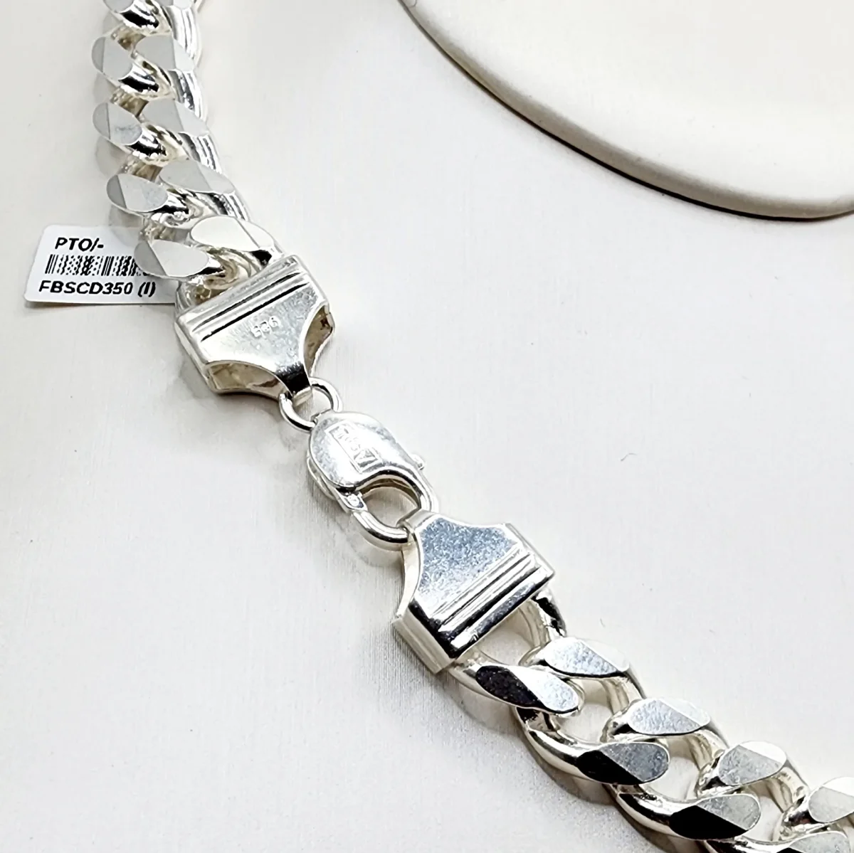 Sterling Silver FBSCD350 Flat Bevelled Diamond Cut Curb Link Chain 60cm Long